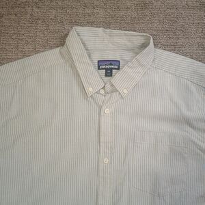 Patagonia M's Bluffside Shorts Sleeve Shir Size XXL Pin Striped Organic Cotton